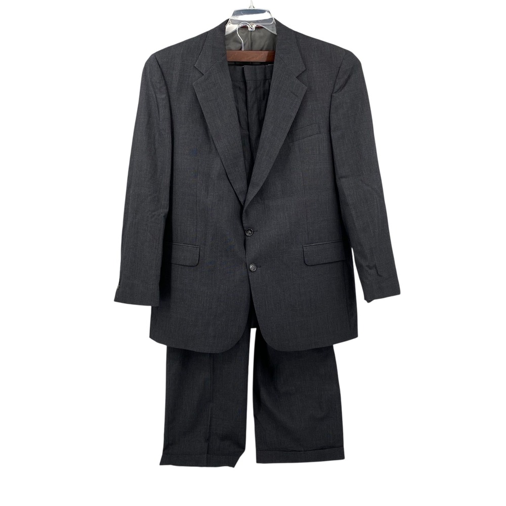 Botany 500 Couture Gray Plaid 100% Wool Men's‎ Suit 48 XL Blazer & 40x31 Pants